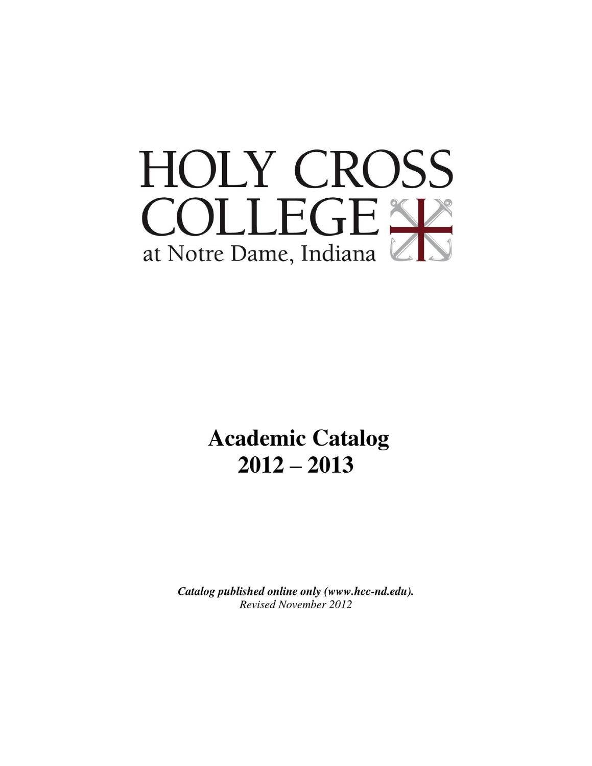 20122013 Course Catalog by Holy Cross College Issuu