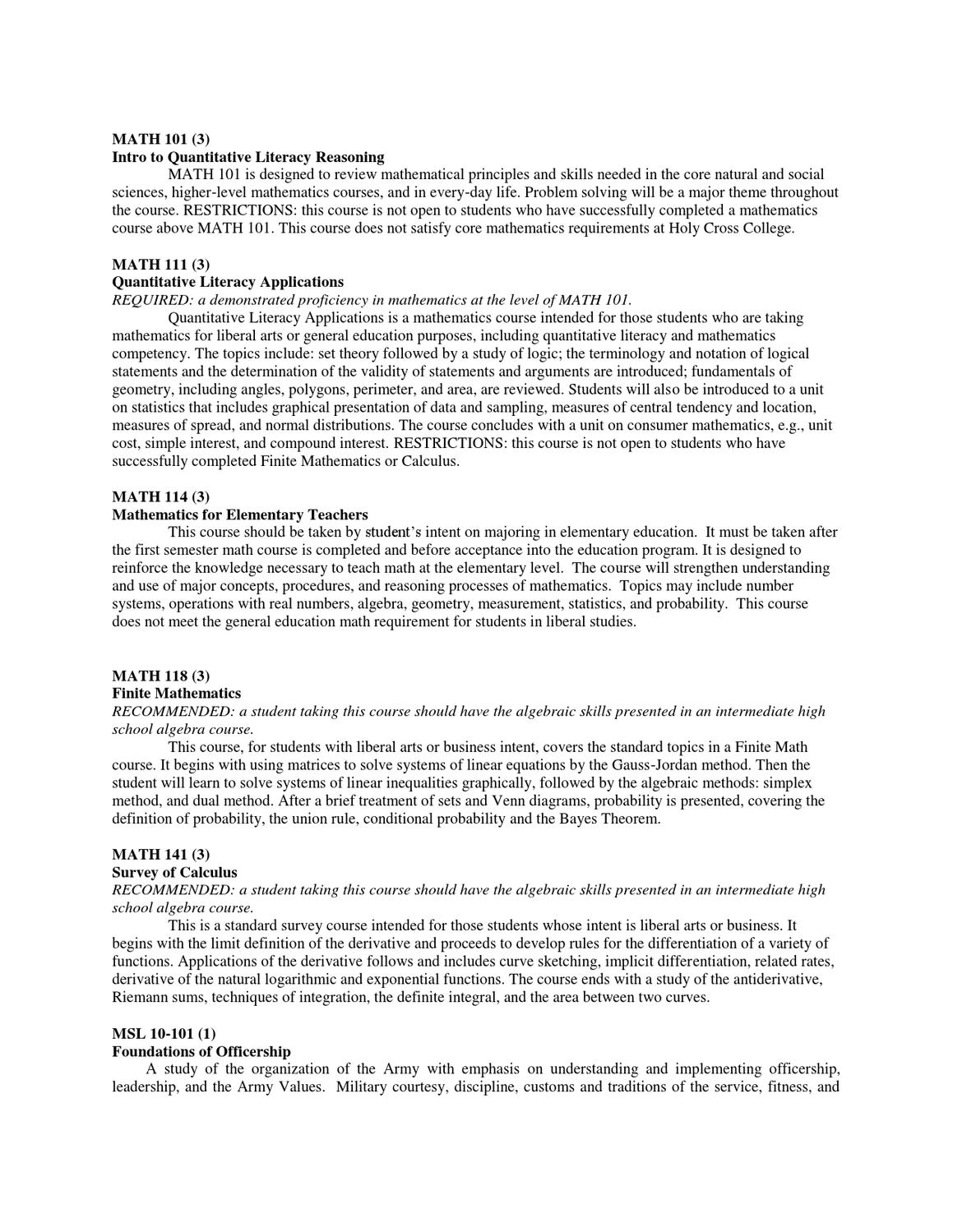 2012 2013 Course Catalog By Holy Cross College Issuu