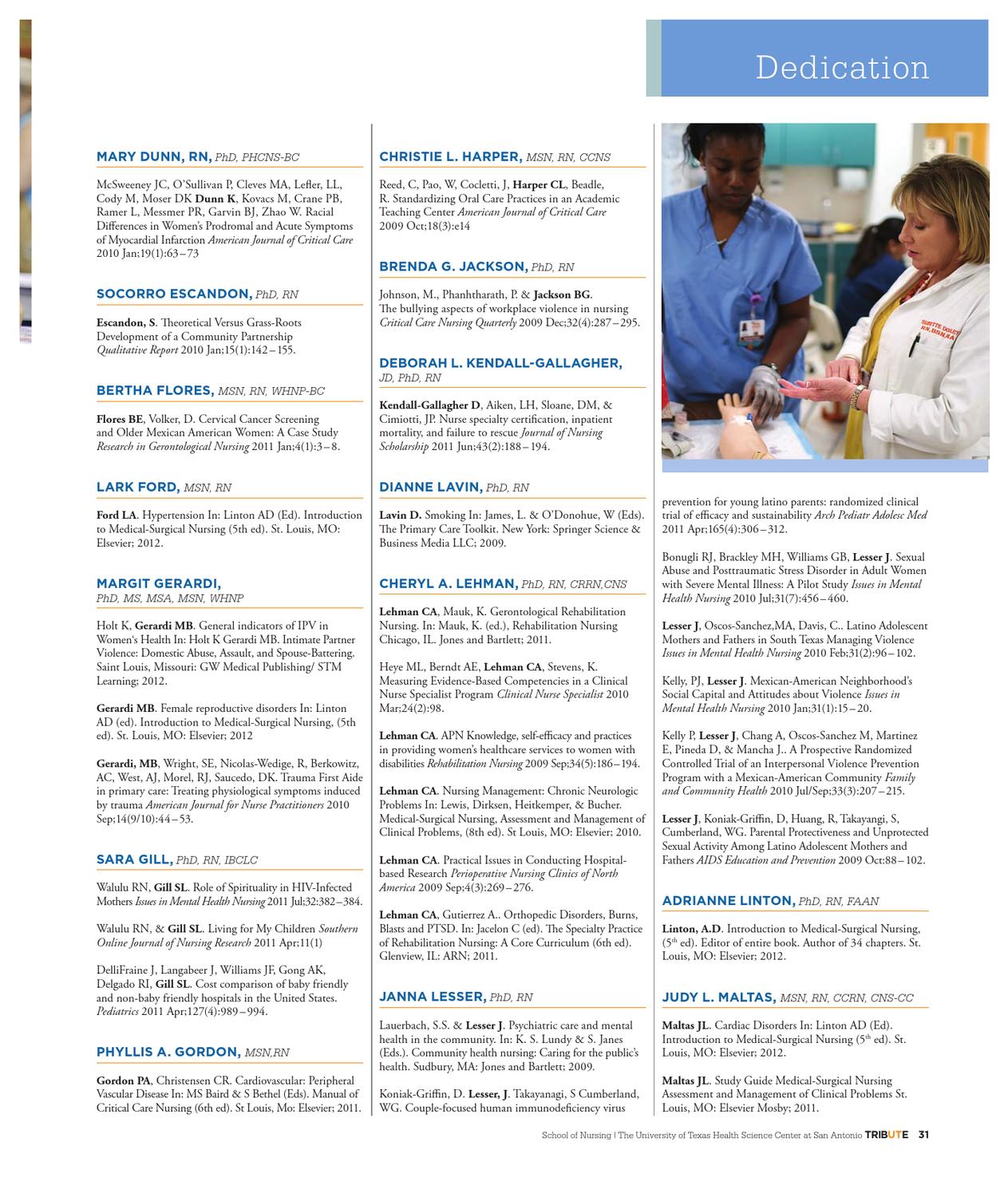 Tribute/School of Nursing 2012 by UT Health San Antonio Issuu