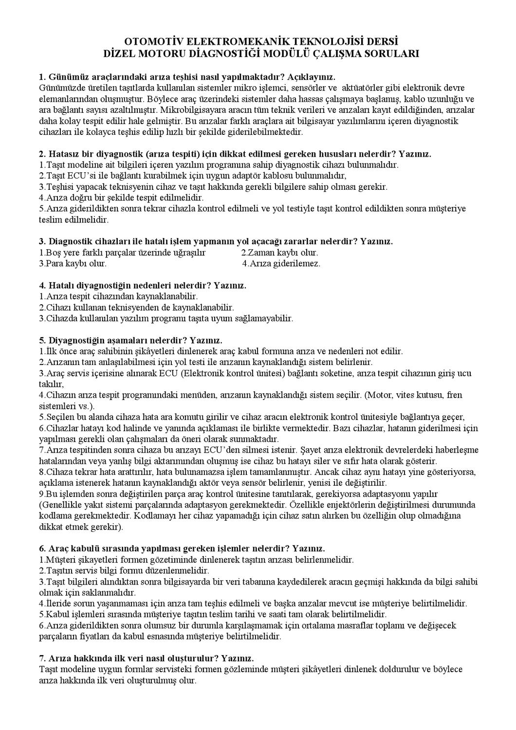 Motor silindirlerin diagnostik ve onarımı Motor silindirlerin diagnostik ve onarımı