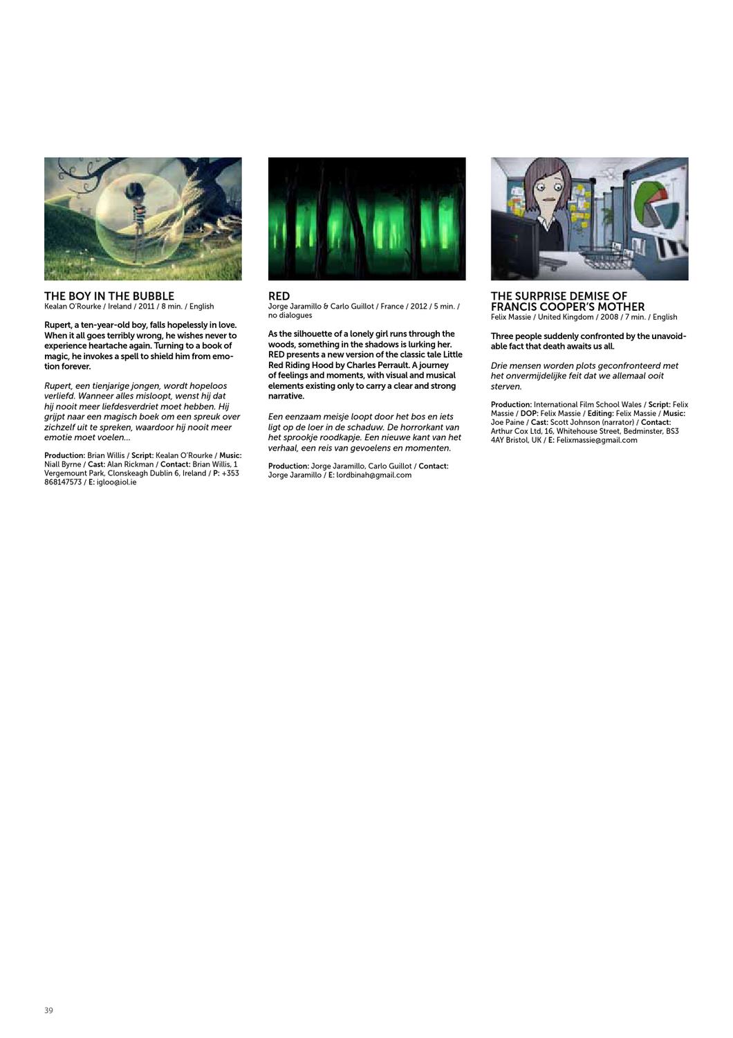 Int Short Film Festival Leuven Catalogue By Fonk Vzw Zed - 