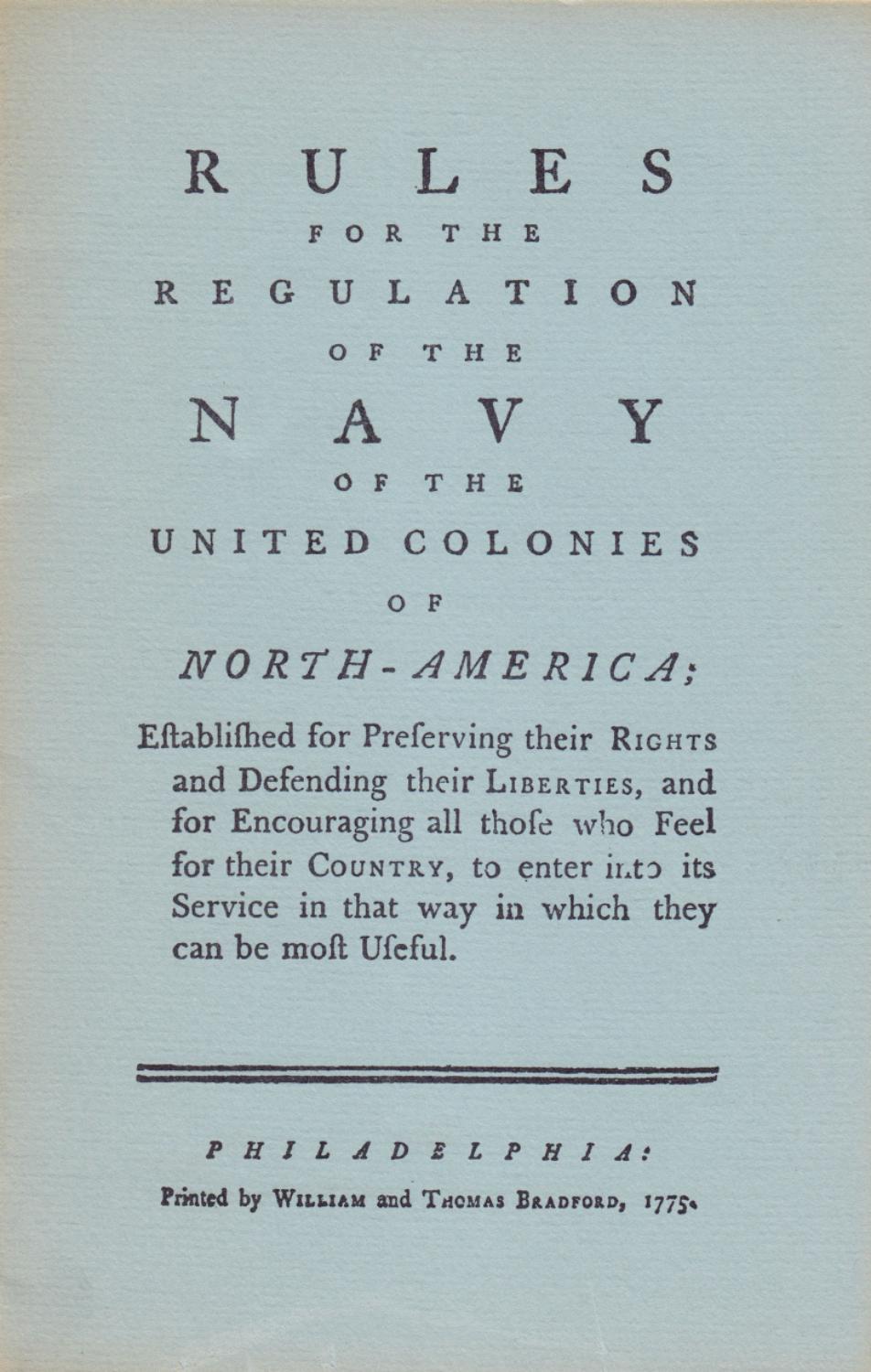Rules for the Regulation of the Navy of the United Colonies of North