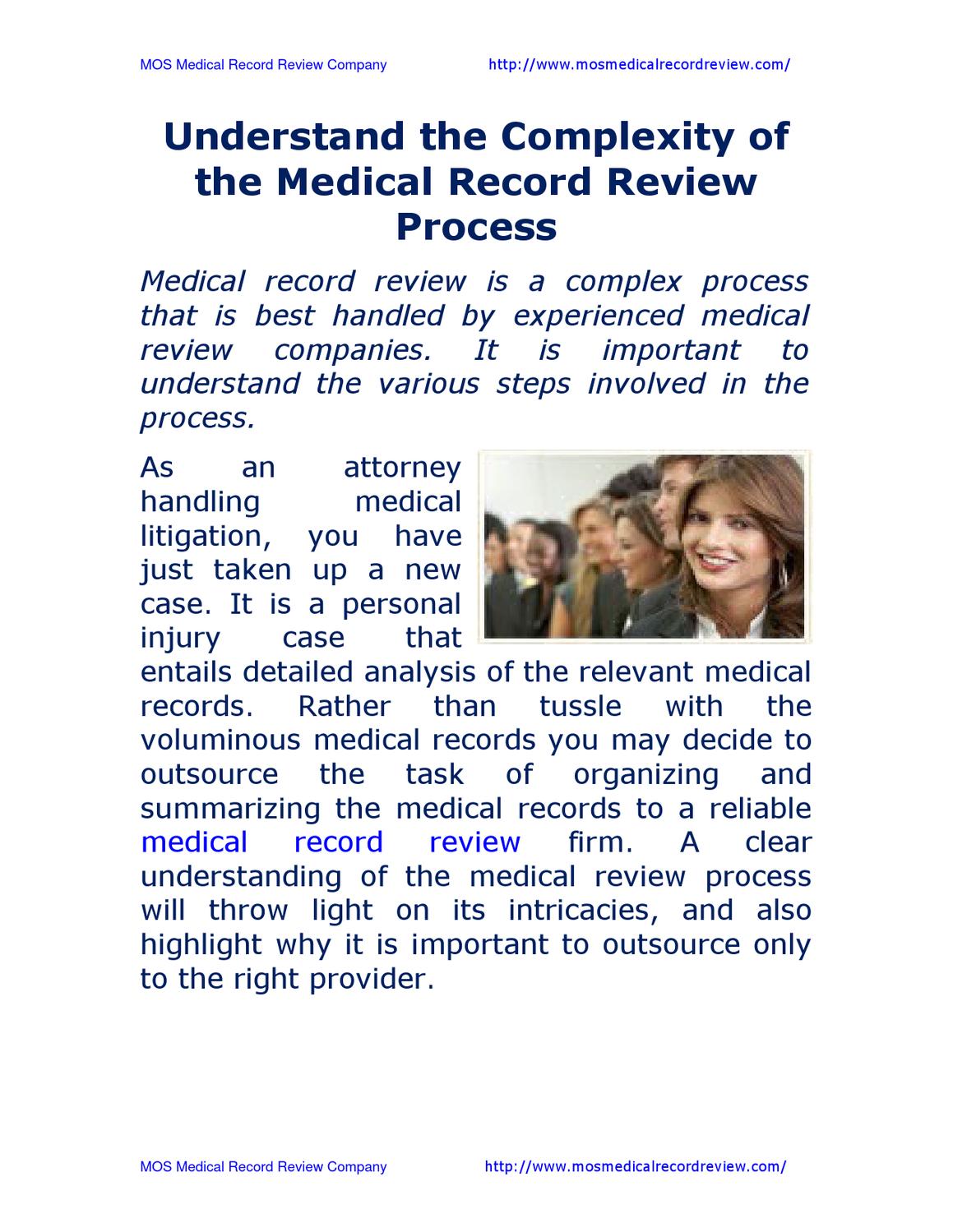 Understand the Complexity of the Medical Record Review Process by MOS