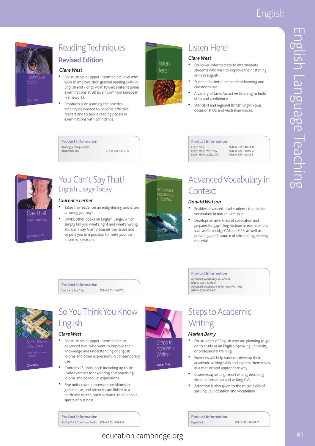 Cambridge Education Resources 2013 Catalogue by Cambridge University