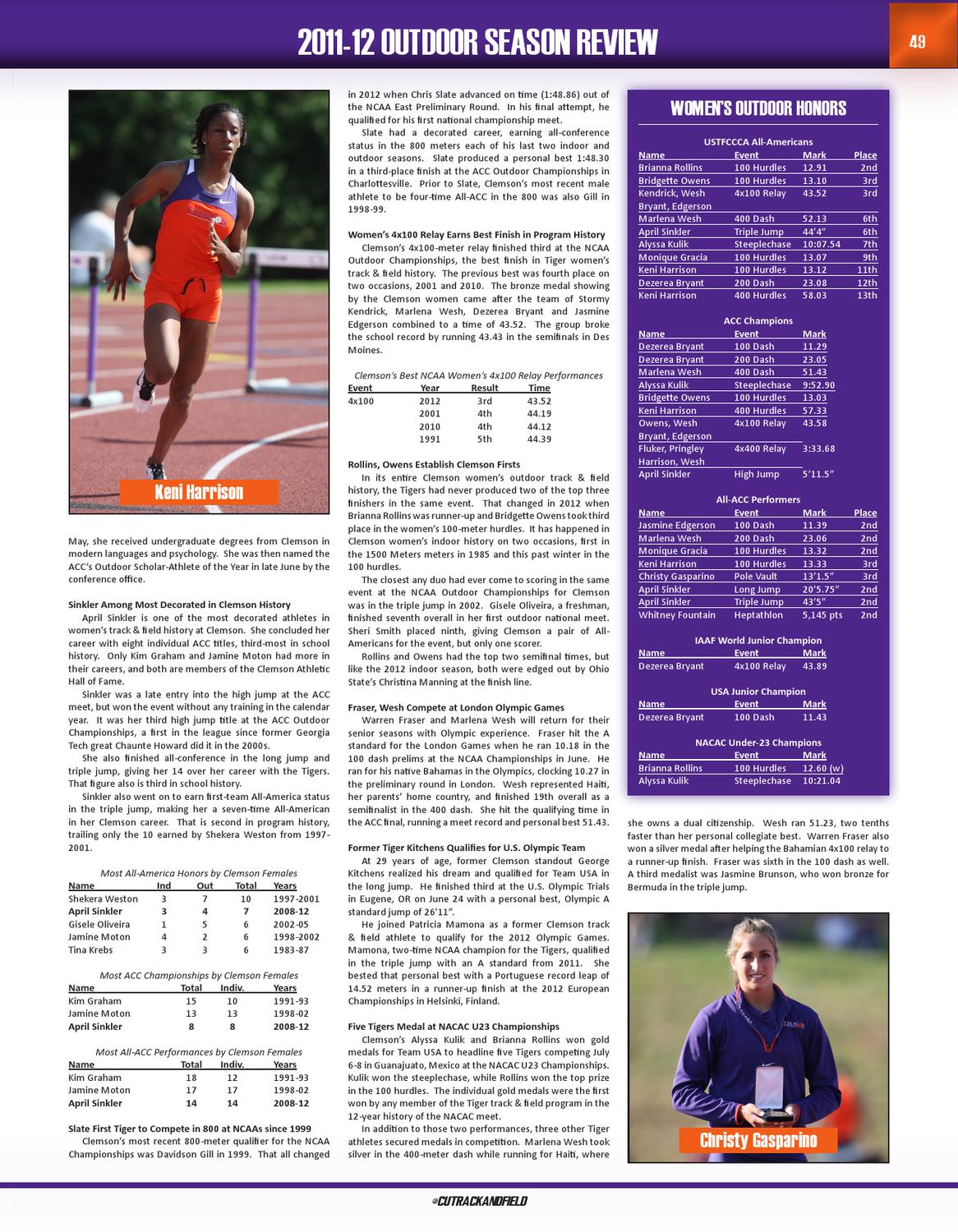 201213 Clemson Track & Field Guide by Clemson Tigers Issuu