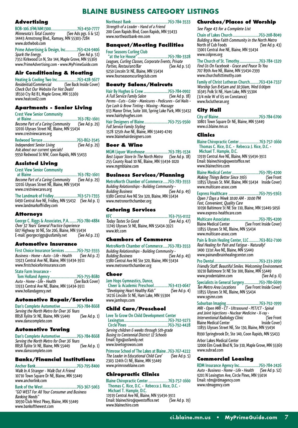 Community Resource Resident Guide 2012 13 By City Of Blaine
