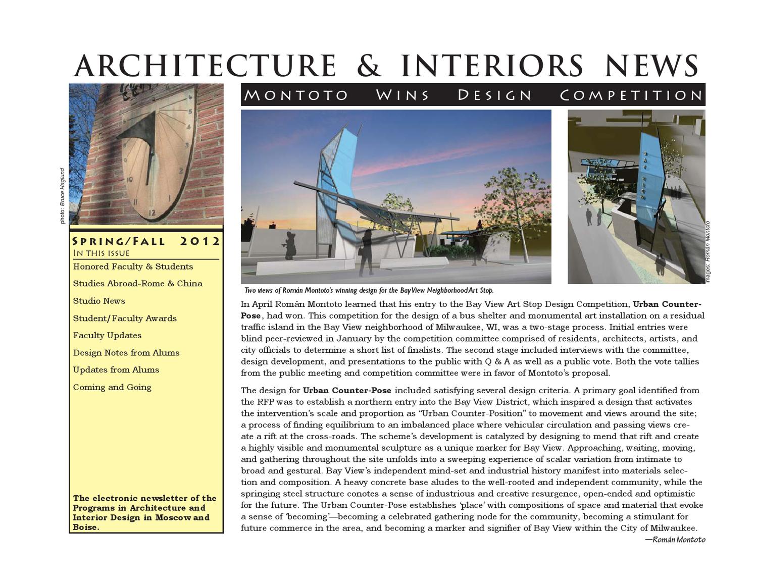 Architecture & Interior Design Spring 2012 Newsletter by The University
