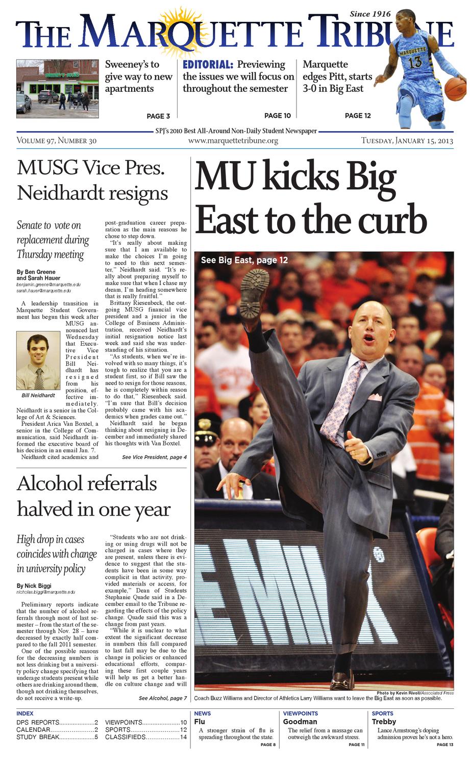 The Marquette Tribune Jan. 15, 2013 by Marquette Tribune Issuu