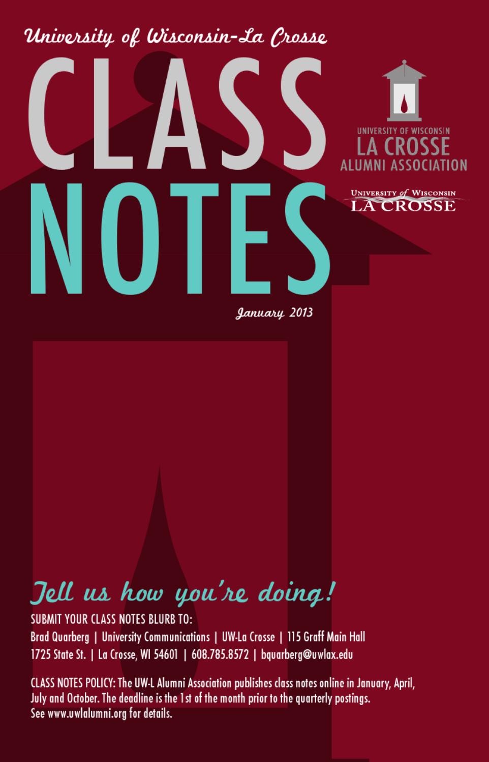 UW La Crosse Class Notes January 2013 By University Of Wisconsin La 