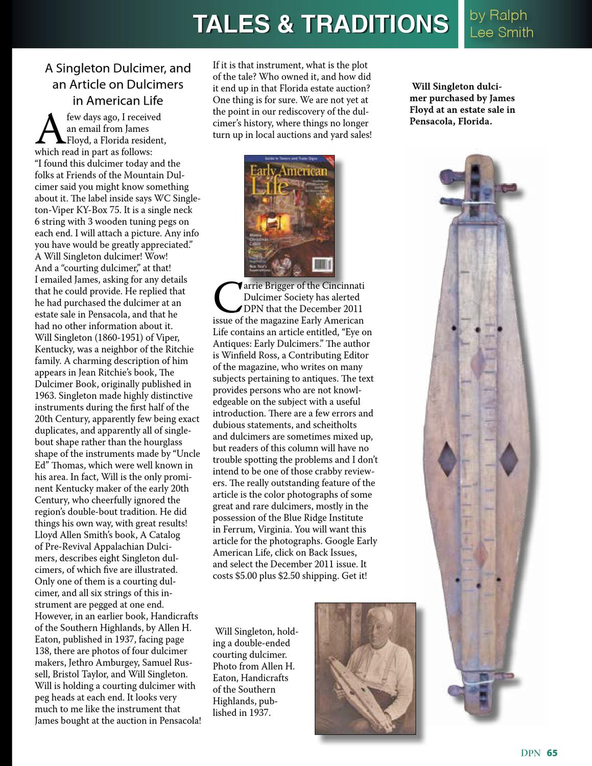 201201, Dulcimer Players News, Vol 38, No. 1 by Dulcimer Players News