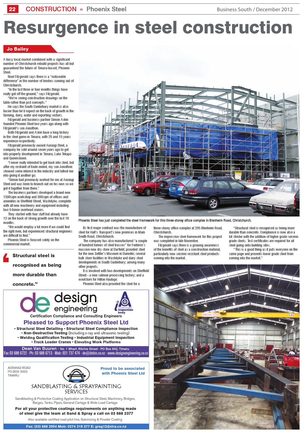 business south december 2012 by waterford press limited design engineering timaru