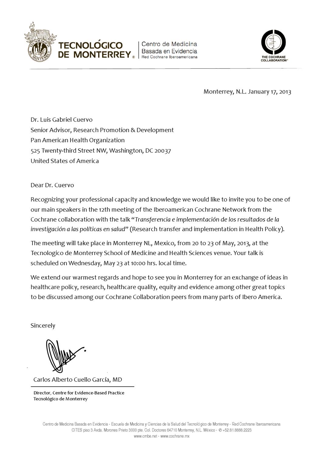 Letter of Invitation Dr Cuervo by Luis Gabriel Cuervo - Issuu
