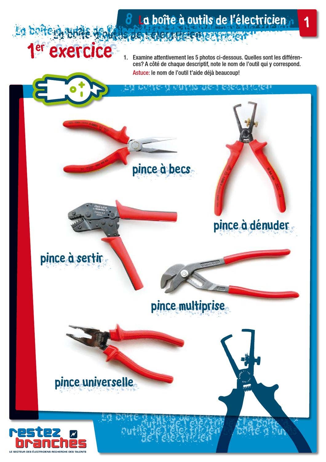 Ancienne Pince D’électricien N°416 – Outil Vintage, Usagé Mais Fonctionnel, Sans Marque