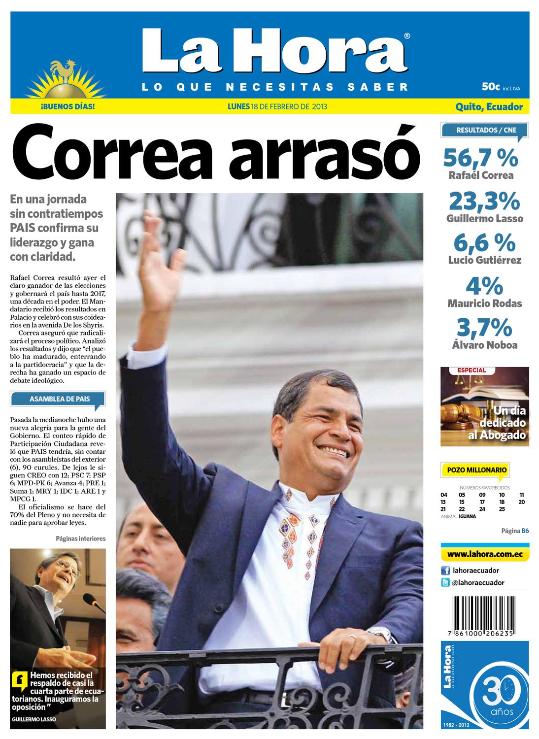 Edicion impresa Nacional del 18 de febrero de 2013 by LA HORA Ecuador Issuu Edicion impresa Nacional del 18 de febrero de 2013 by LA HORA Ecuador Issuu