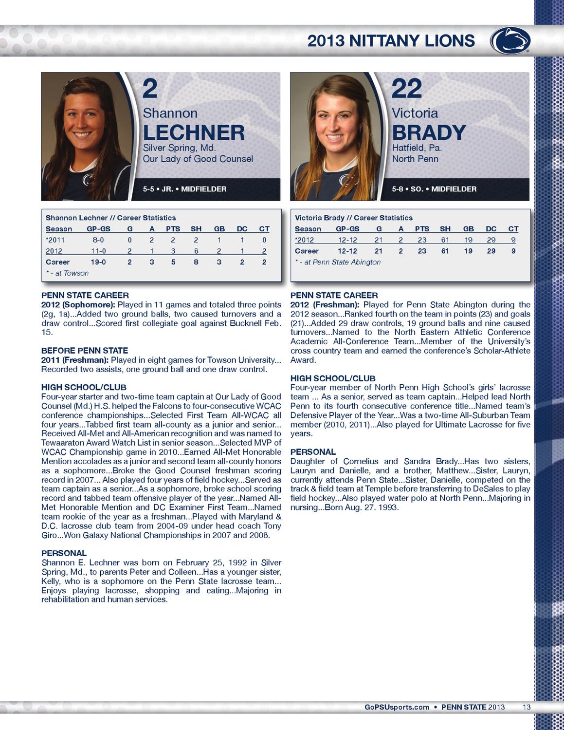 2013 Penn State Women's Lacrosse Yearbook by Penn State Athletics Issuu
