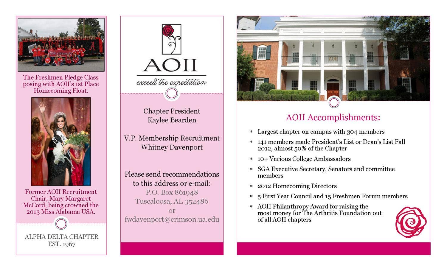 Alpha Omicron Pi by Alabama Panhellenic Association - Issuu
