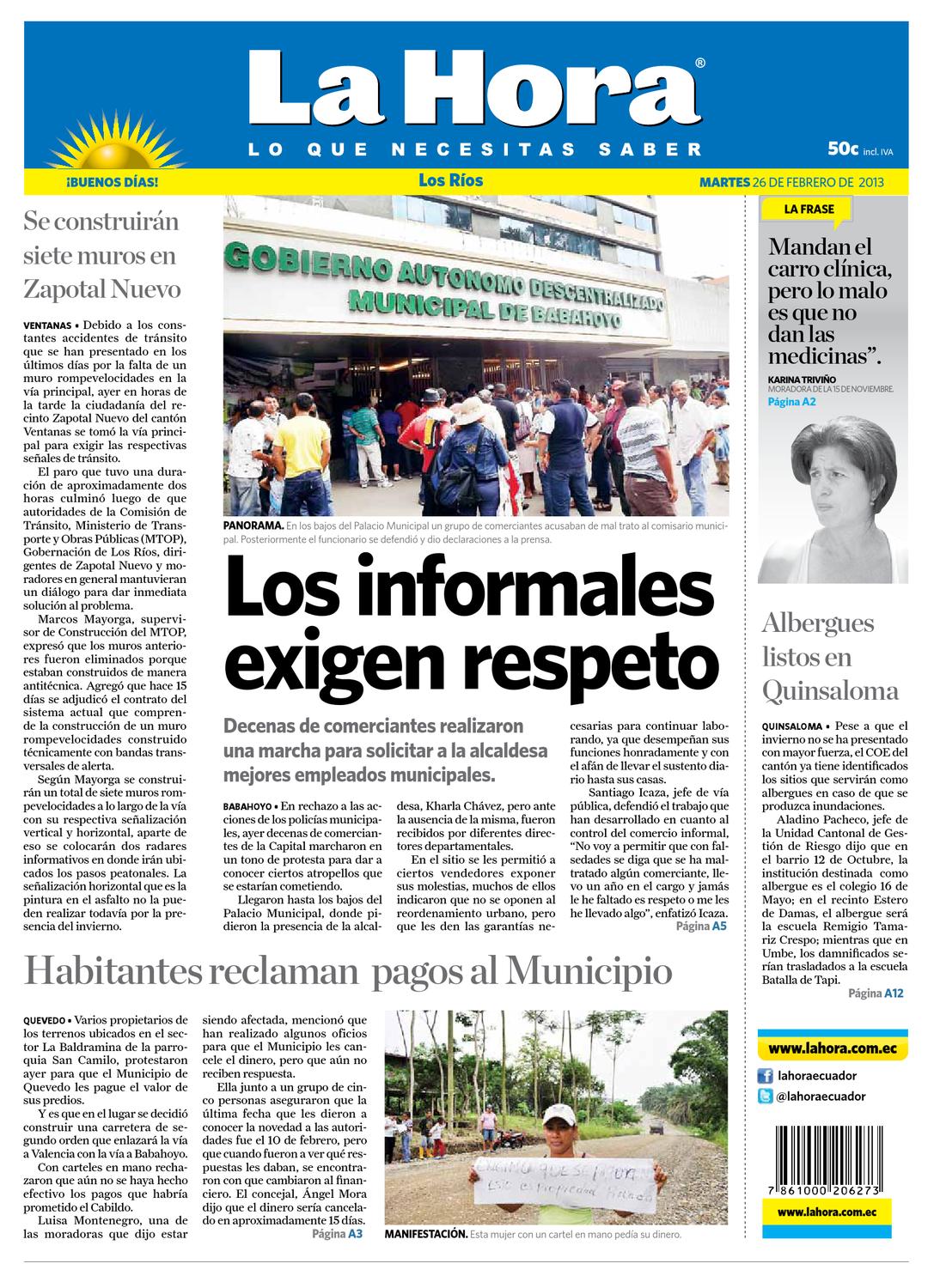 Edición impresa Los Ríos del 26 de febrero de 2013 by LA HORA  