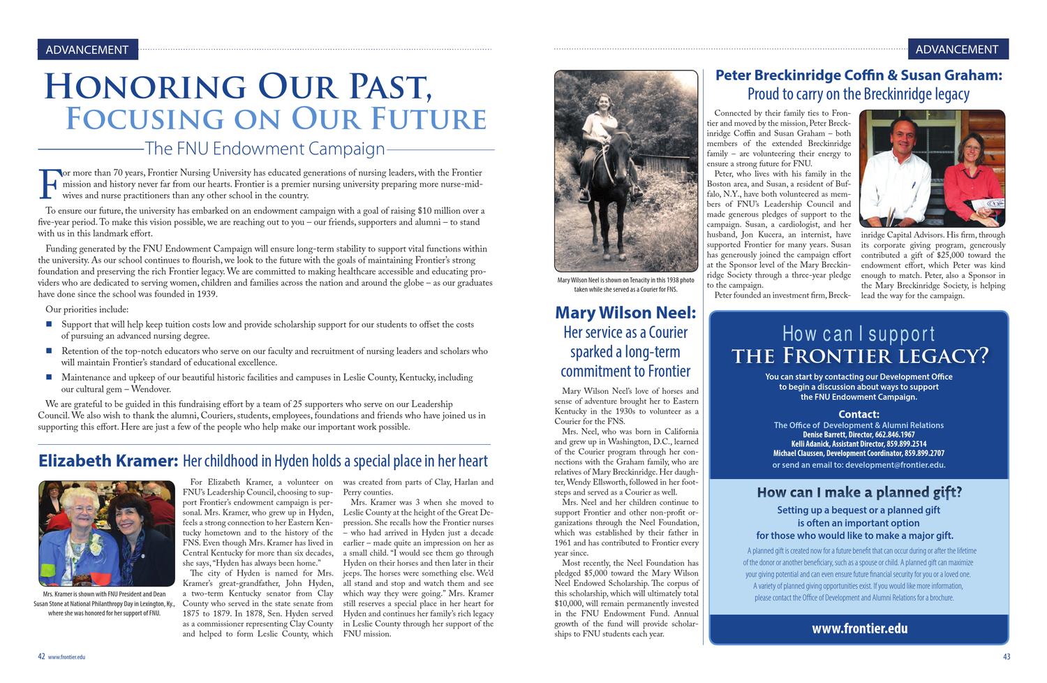 Beyond the Frontier: 2013 Frontier Nursing University Alumni Magazine Beyond the Frontier: 2013 Frontier Nursing University Alumni Magazine