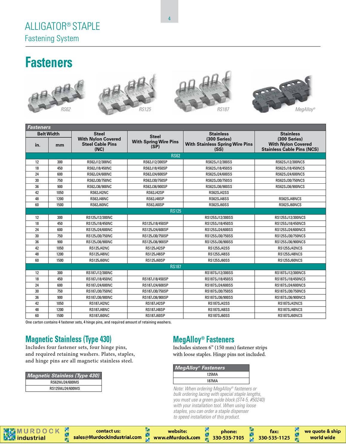 Flexco Aligator Ready Set lace Catalog for Conveyor Belt by Murdock