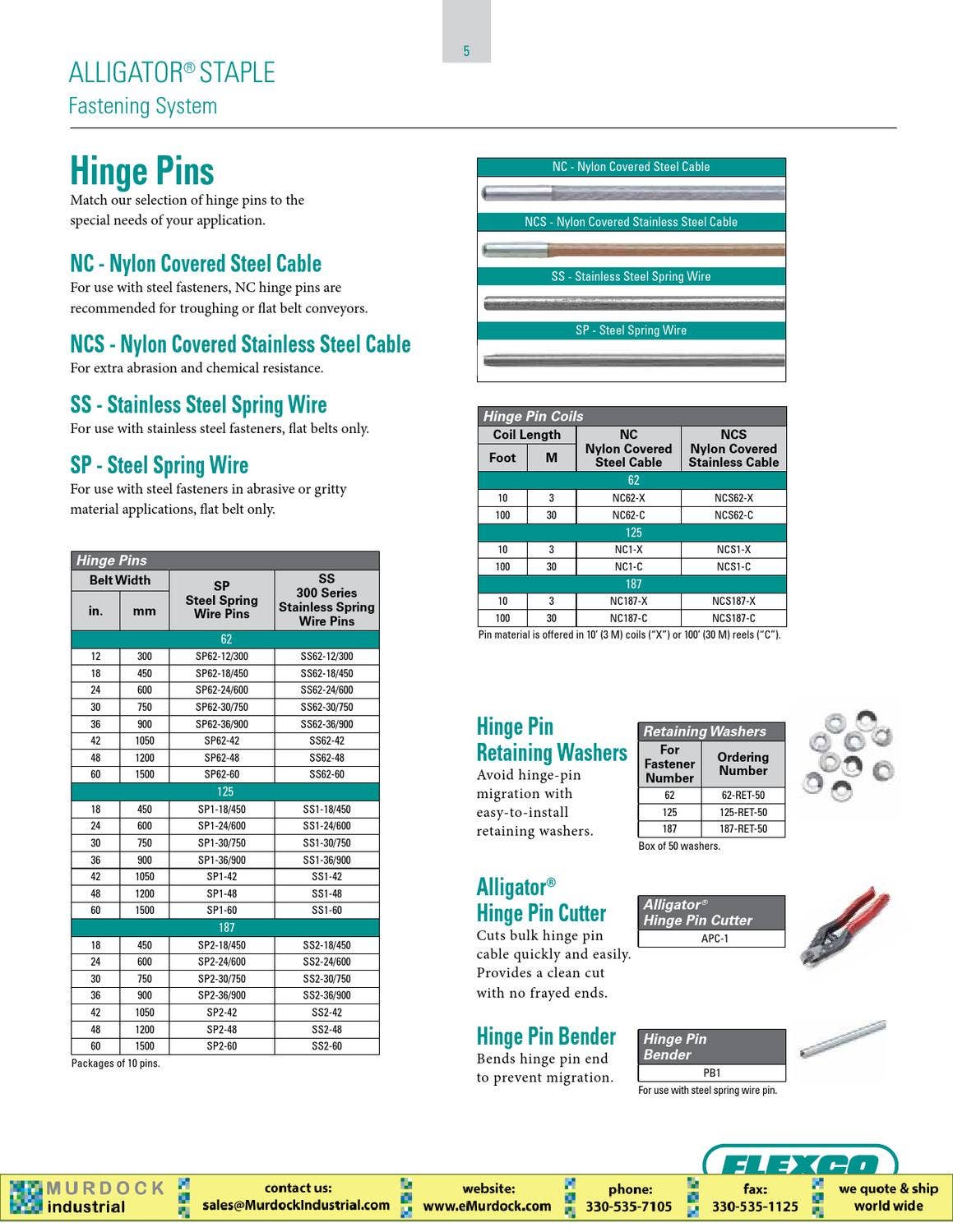 Flexco Aligator Ready Set lace Catalog for Conveyor Belt by Murdock