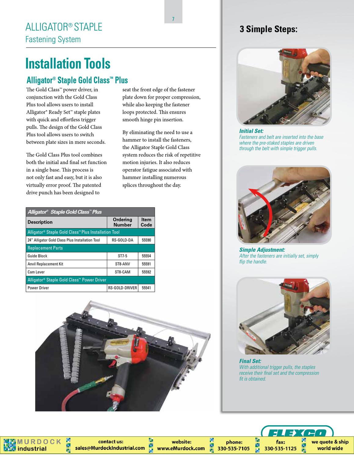 Flexco Aligator Ready Set lace Catalog for Conveyor Belt by Murdock