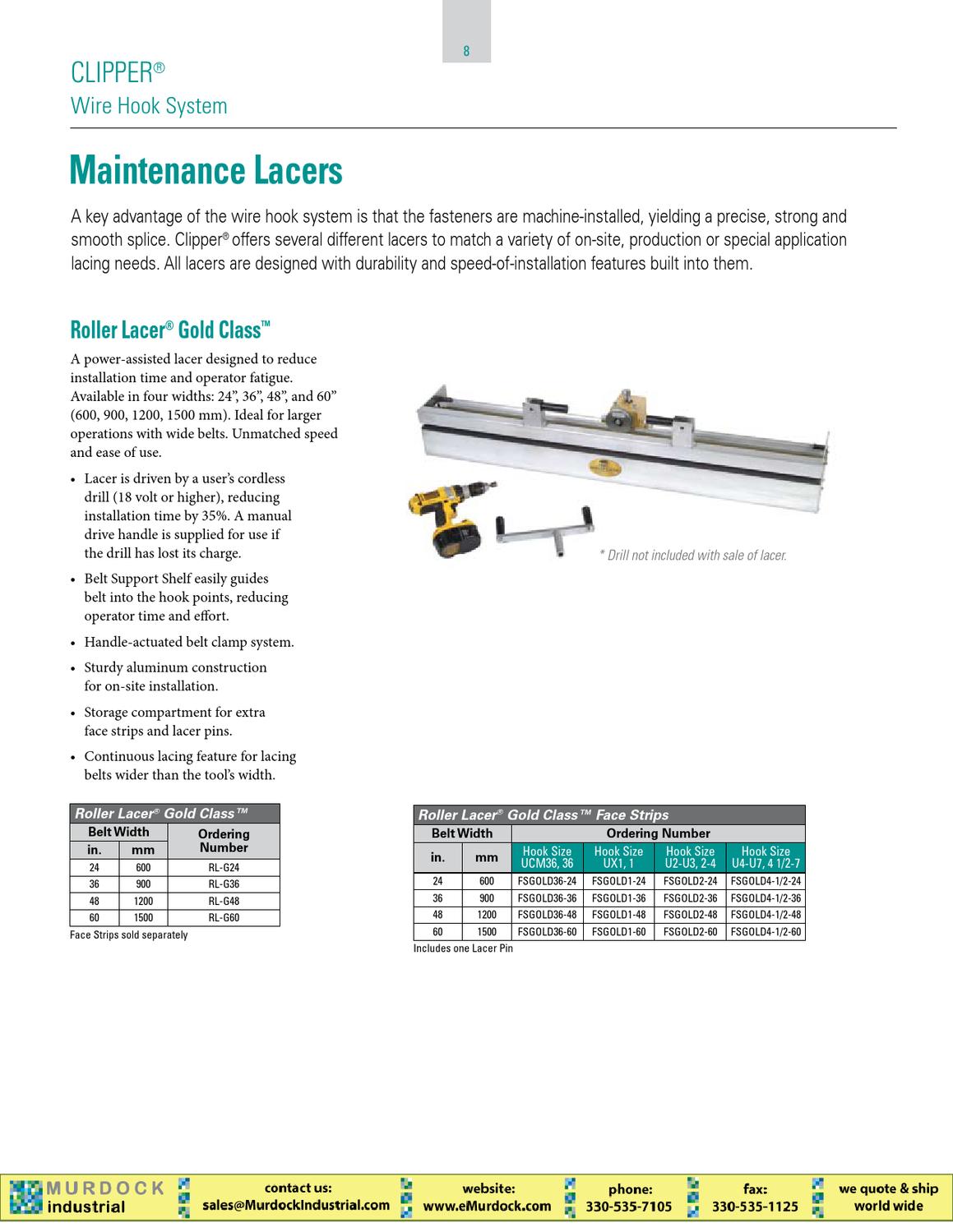 Flexco Clipper Wire Hook Catalog for Conveyor Belt Lace Lacing by