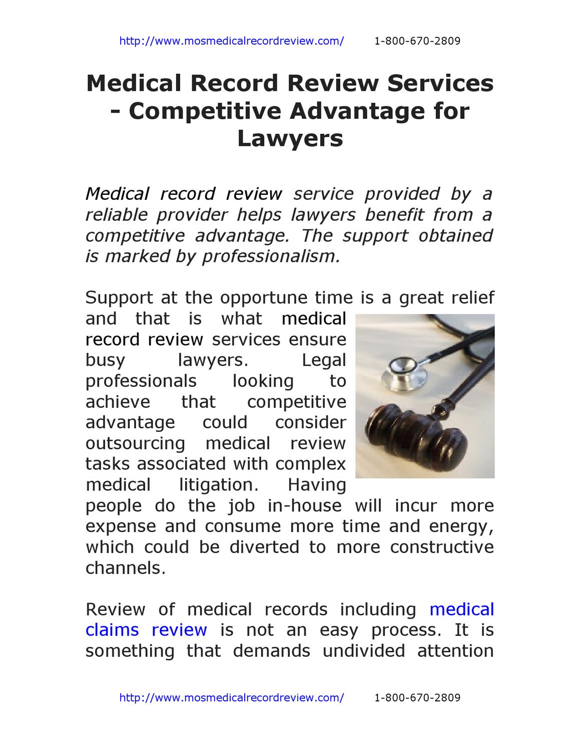 Medical Record Review Services Competitive Advantage for Lawyers by