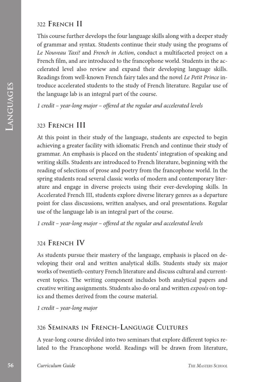 Masters School Upper School Curriculum Guide by The Masters School - Issuu