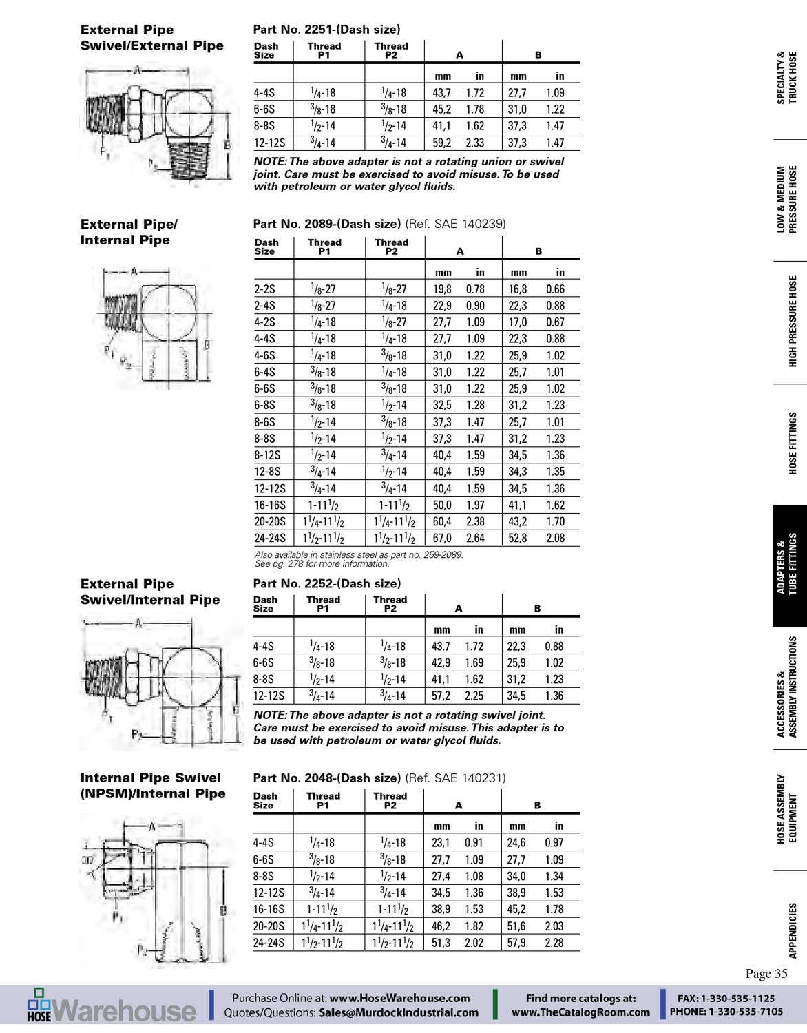 Eaton Aeroquip Adapters Section of Main Catalog by Murdock Industrial