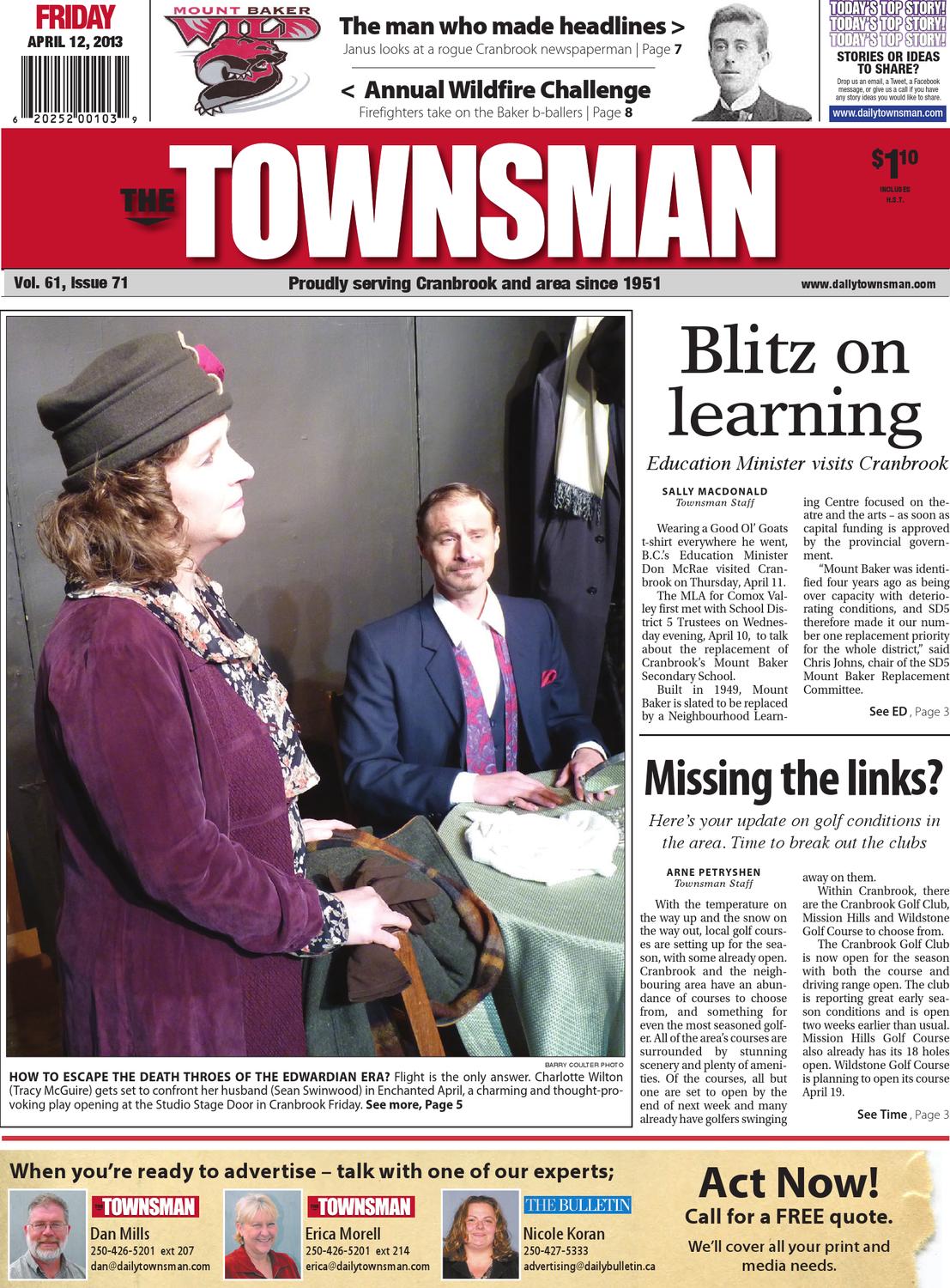 Cranbrook Daily Townsman, April 12, 2013 by Black Press Media Group - Issuu