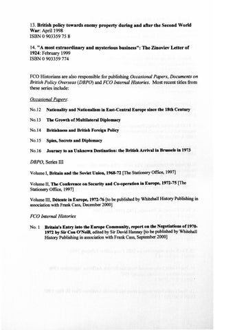 Documents on British Policy Overseas 洋書 Documents on