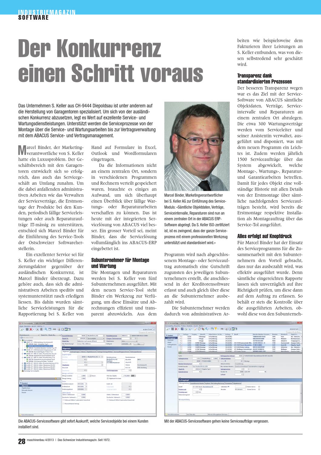 Maschinenbau 4/2013 - Der Konkurrenz einen Schritt voraus by ABACUS