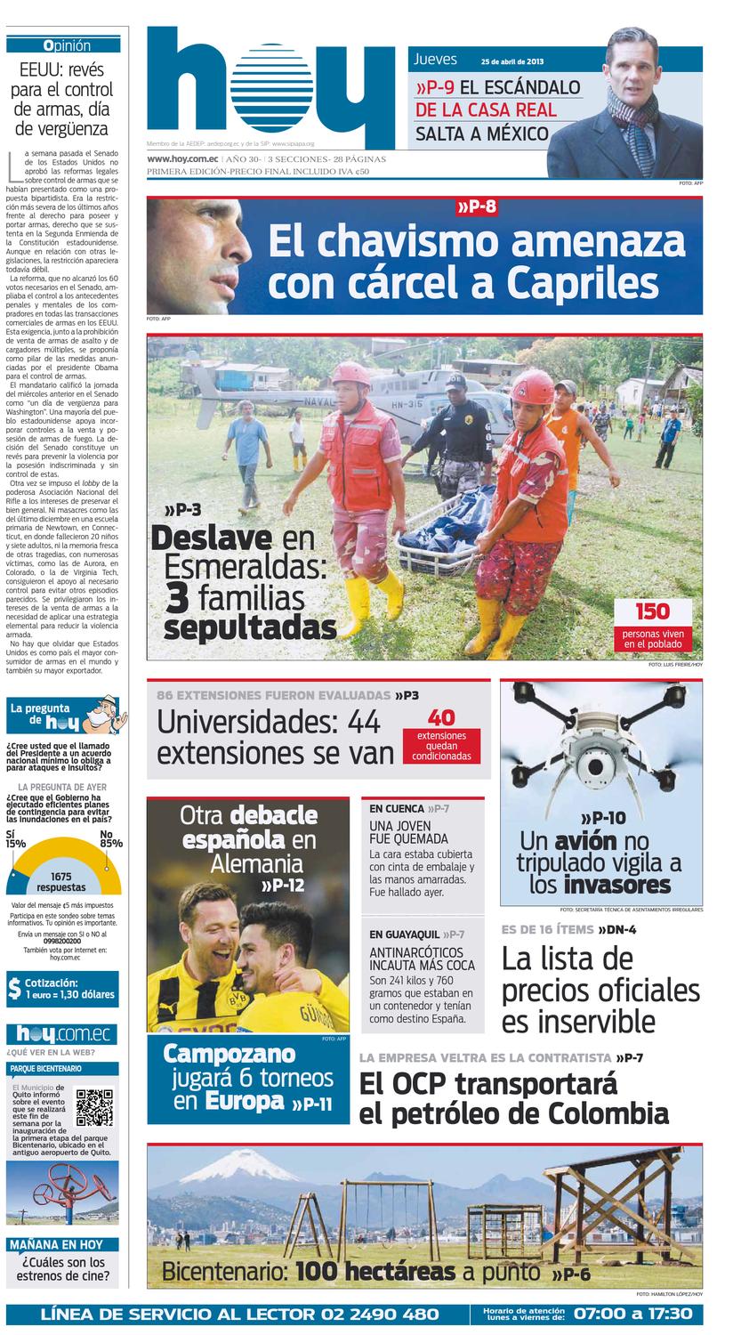 Hoy (1a) Ecuador 2013 ABR25 by HOY Noticias del Ecuador y el