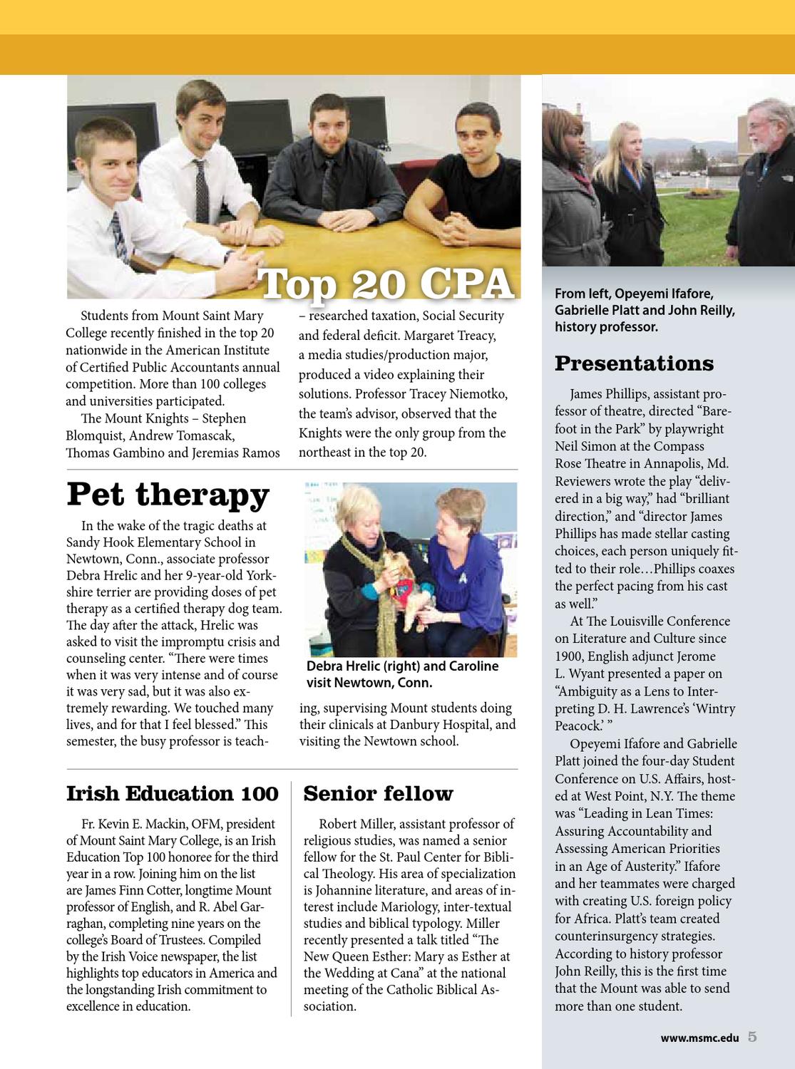 Mount Saint Mary College Magazine Spring 2013 By Mount Saint Mary 