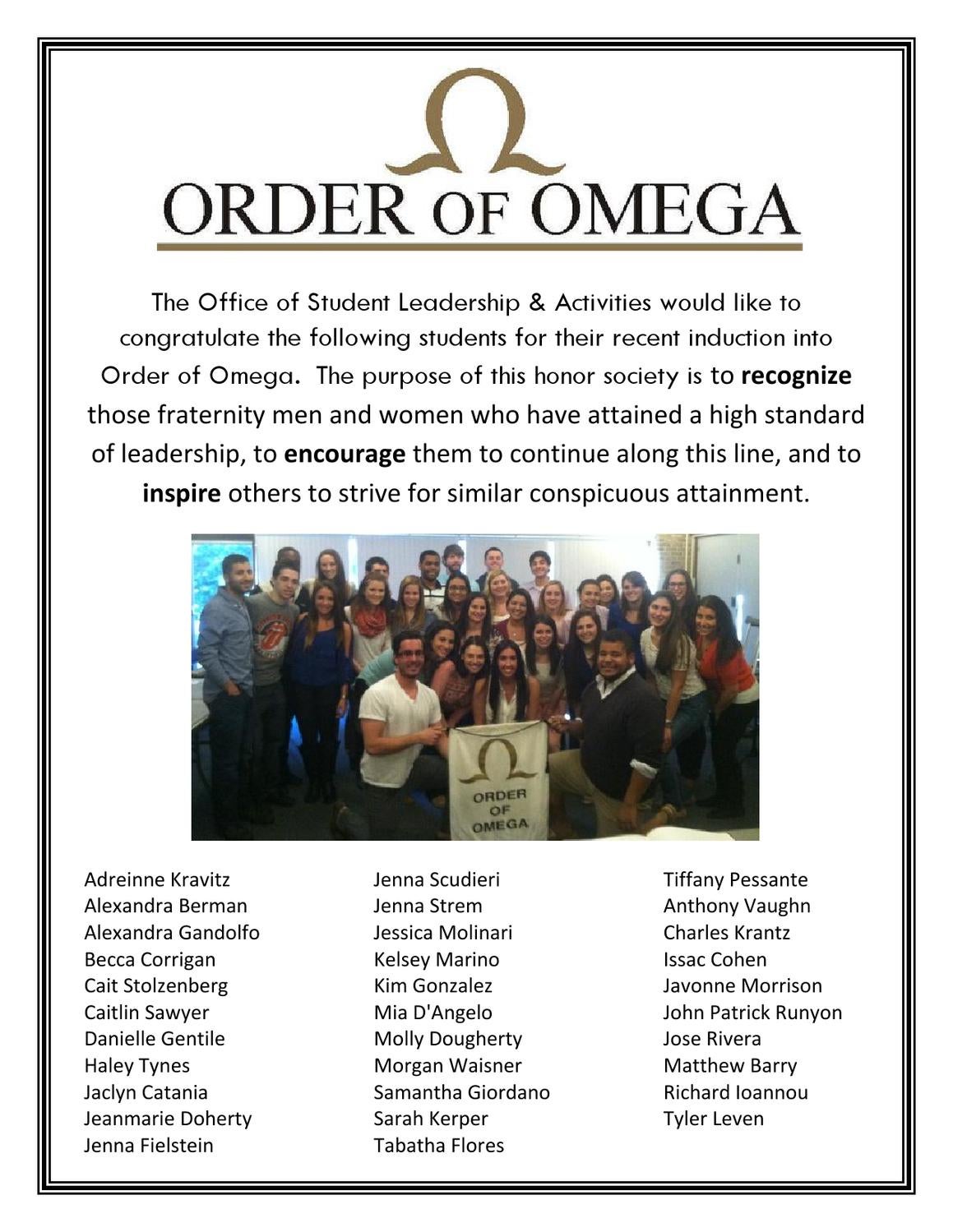 Order of Omega by Hofstra University Issuu