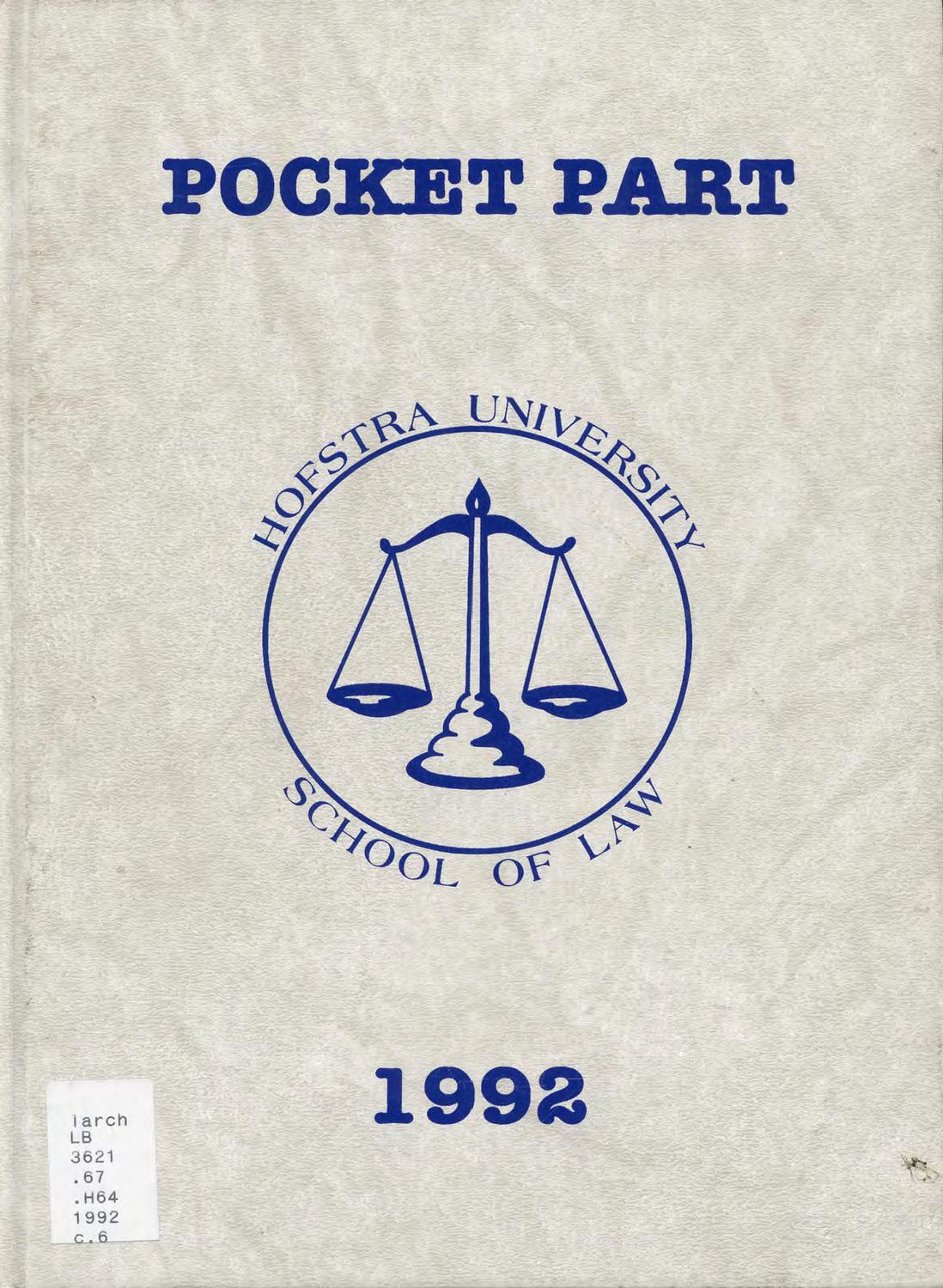 1992 Pocket Part by Hofstra Law Issuu