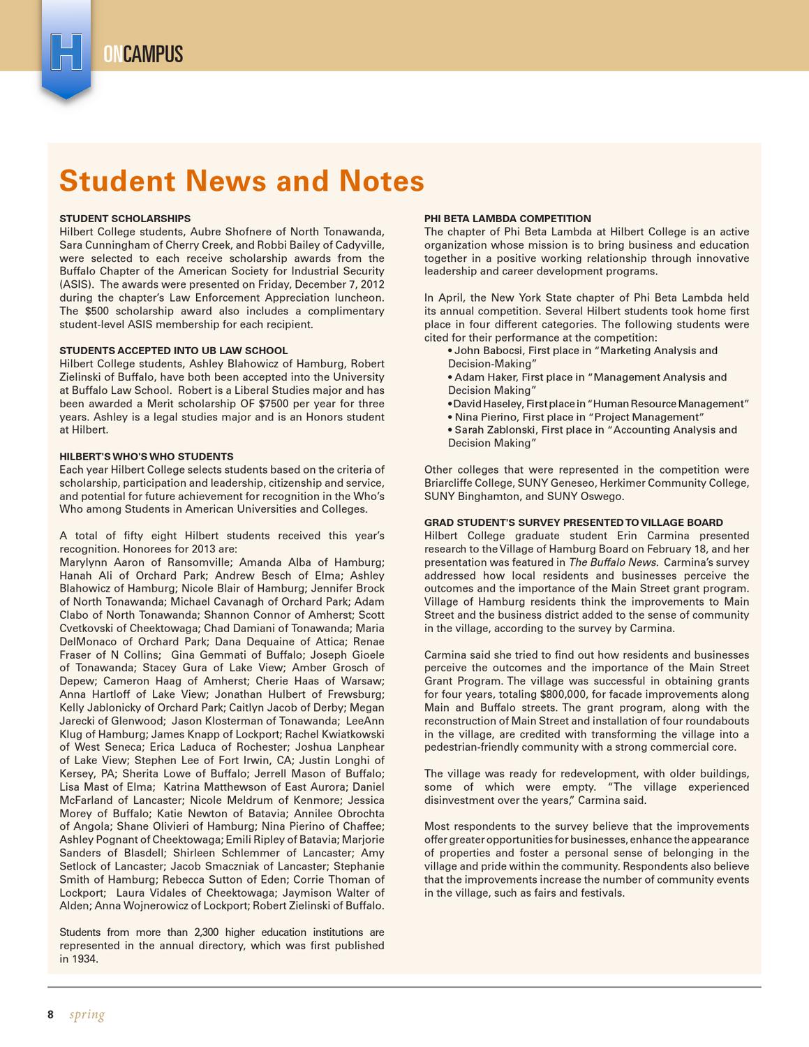 Hilbert College Magazine Spring 2013 by Hilbert College Issuu