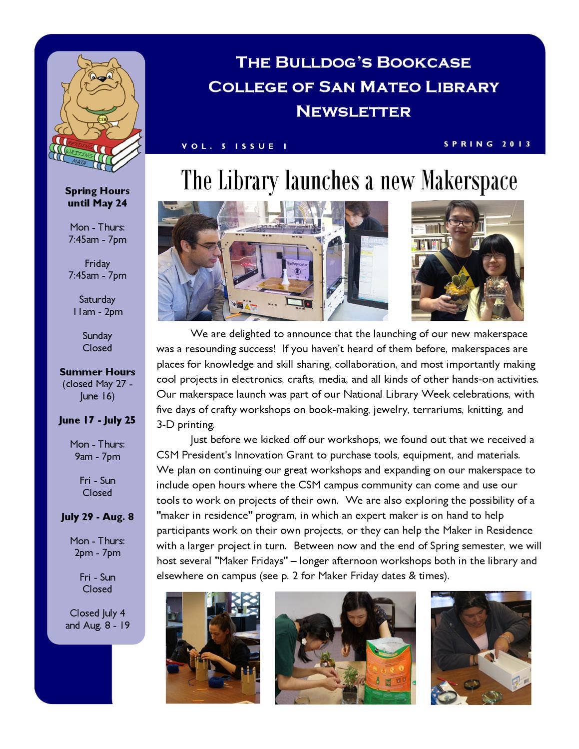 CSM LIbrary Newsletter Spring 2013 by College of San Mateo - Issuu