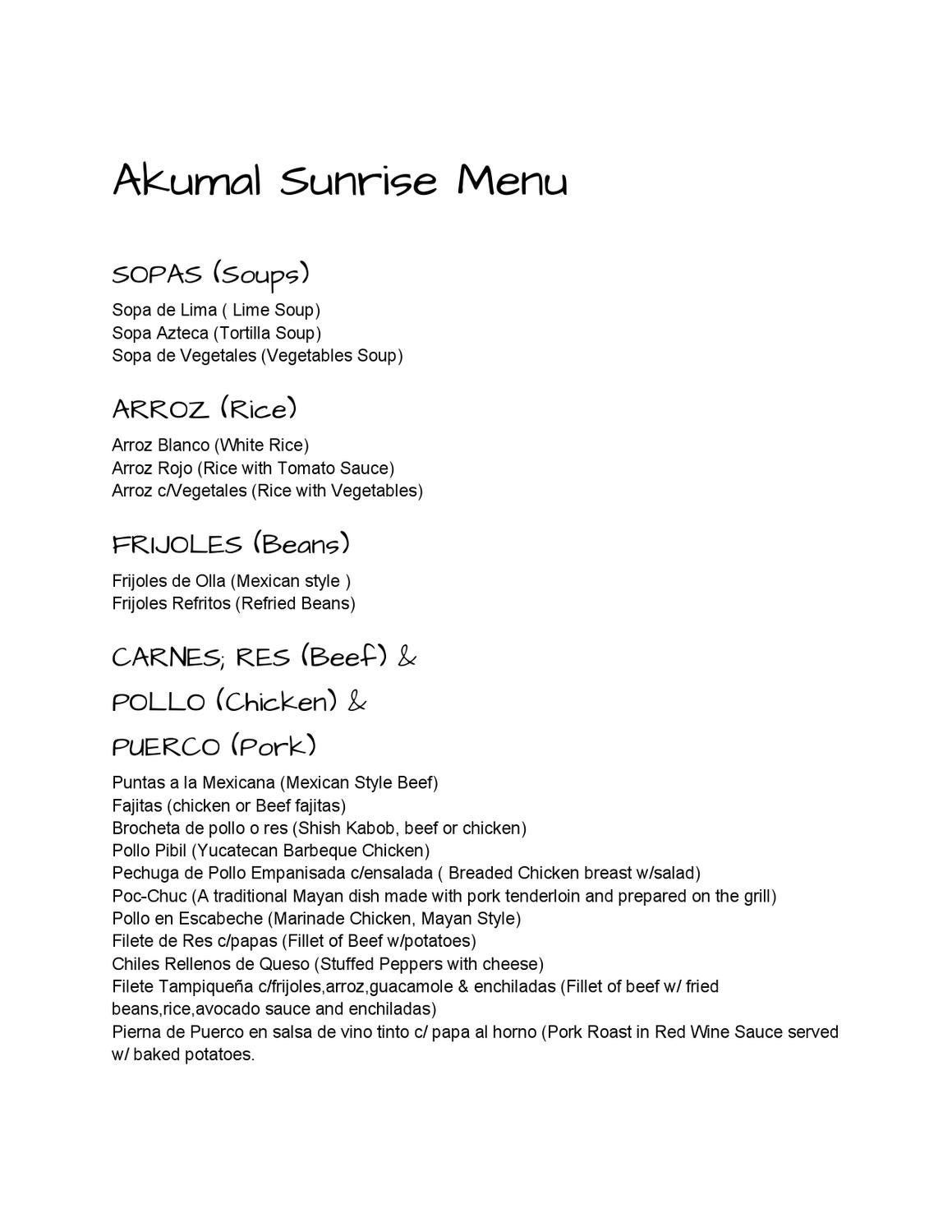 Casa Sunrise Menu by Loco Gringo Vacation Rentals & Reservations Issuu