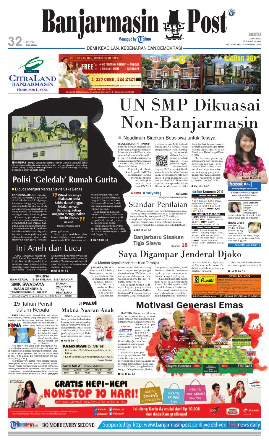 Banjarmasin Post Edisi Cetak Sabtu 1 Juni 2013 By Banjarmasin Post