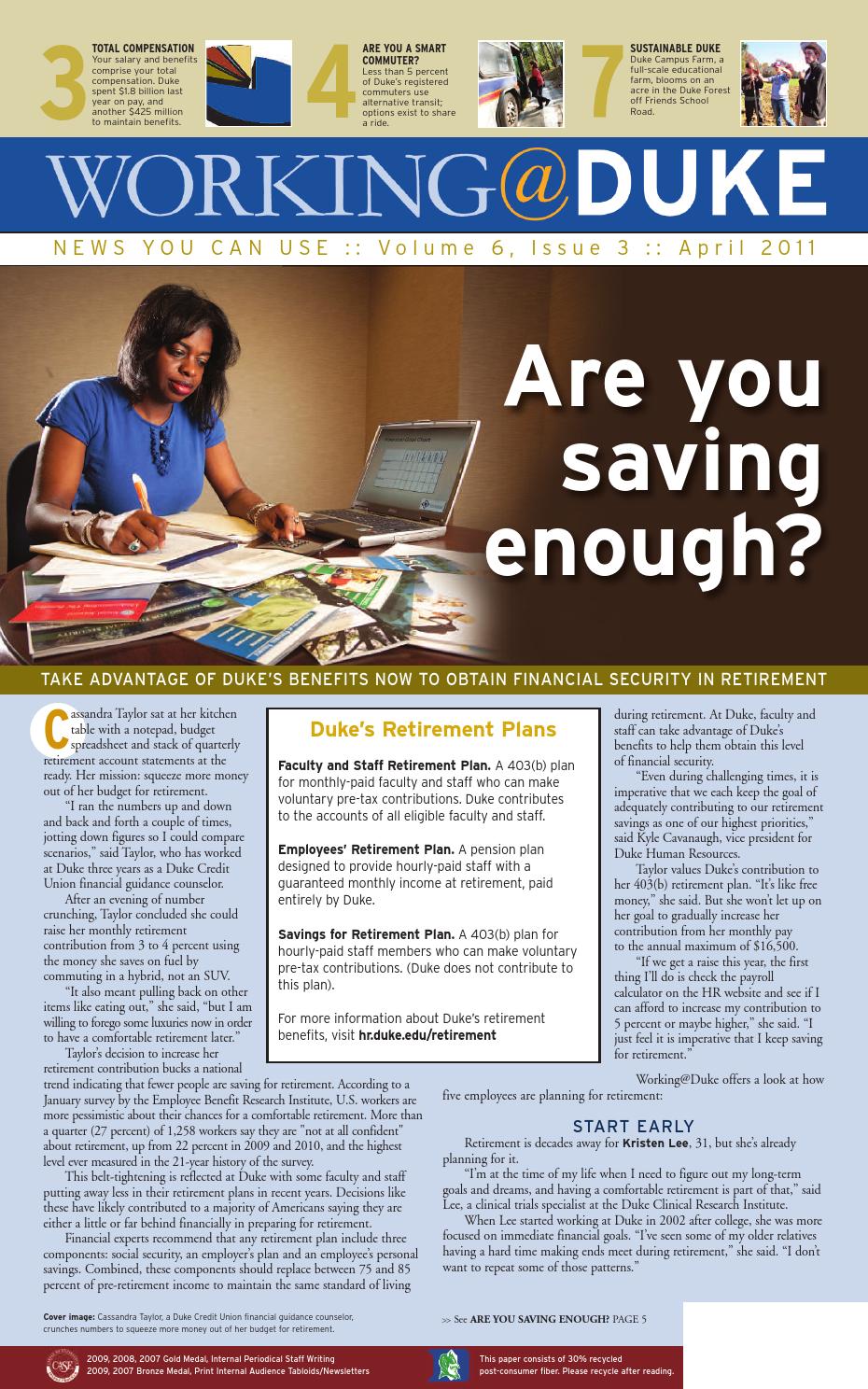 Working@Duke April, 2011 Issue by Working Duke - Issuu