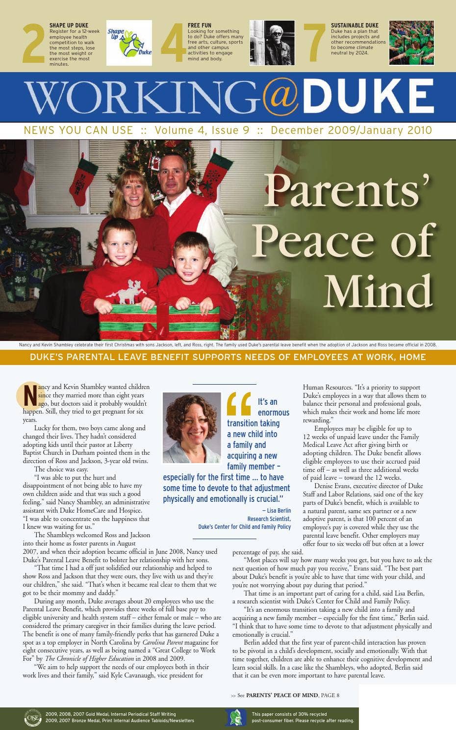 Working@Duke December, 2009 / January, 2010 Issue by Working Duke - Issuu