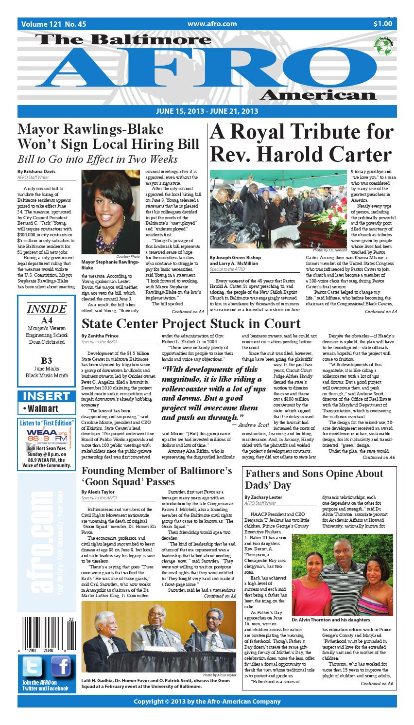 Baltimore afro american newspaper june 15 2013 by the afro american issuu
