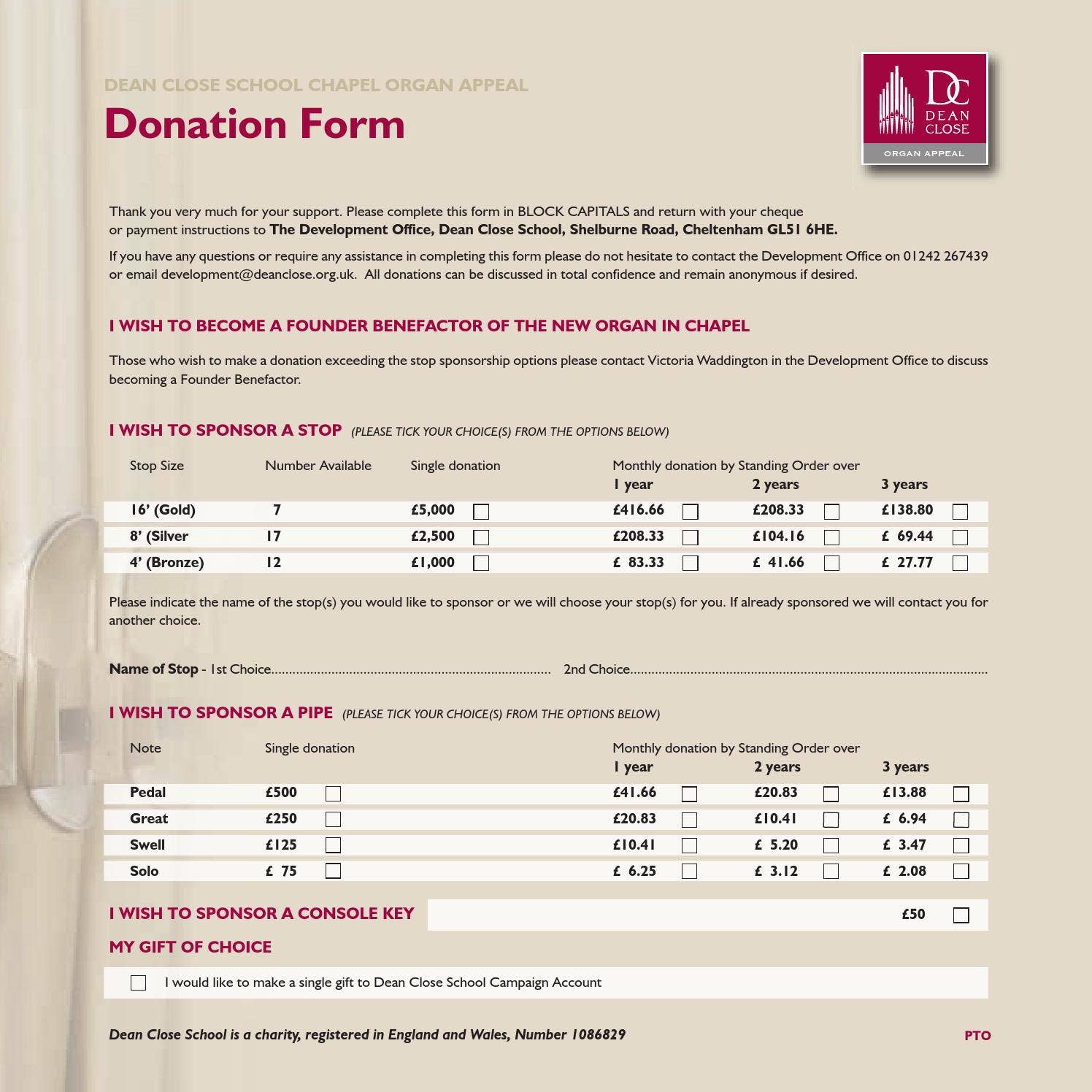 Organ Appeal Brochure by Dean Close School - Issuu