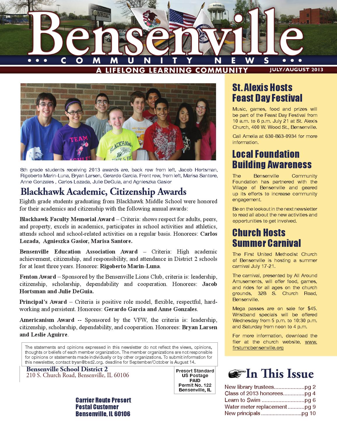 The Bensenville Community Newsletter JulyAugust 2013 by Village of