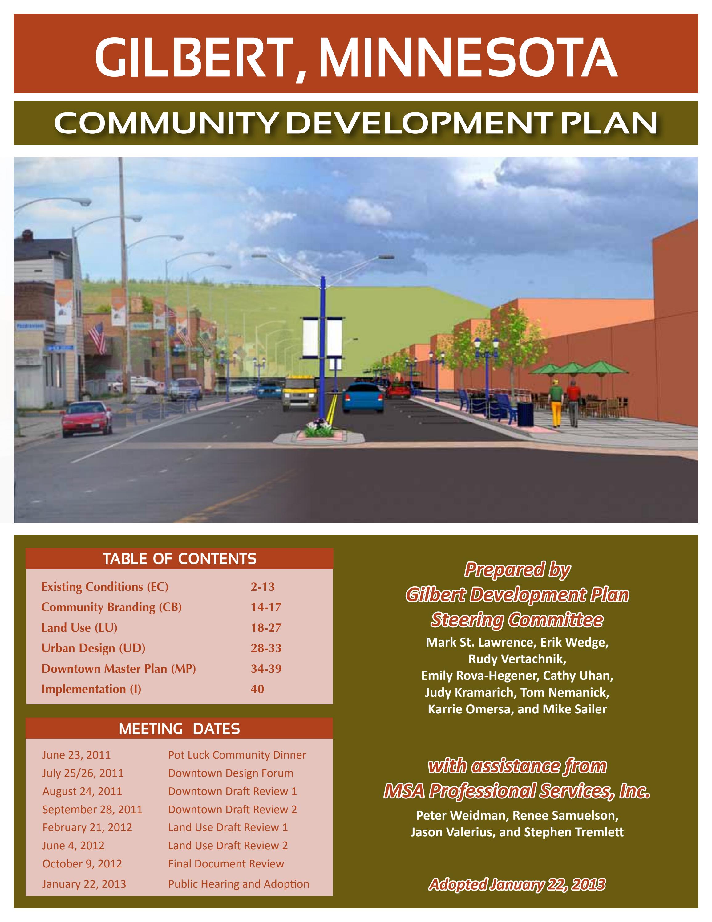 2013 Gilbert, MN Community Development Plan by MSA Professional