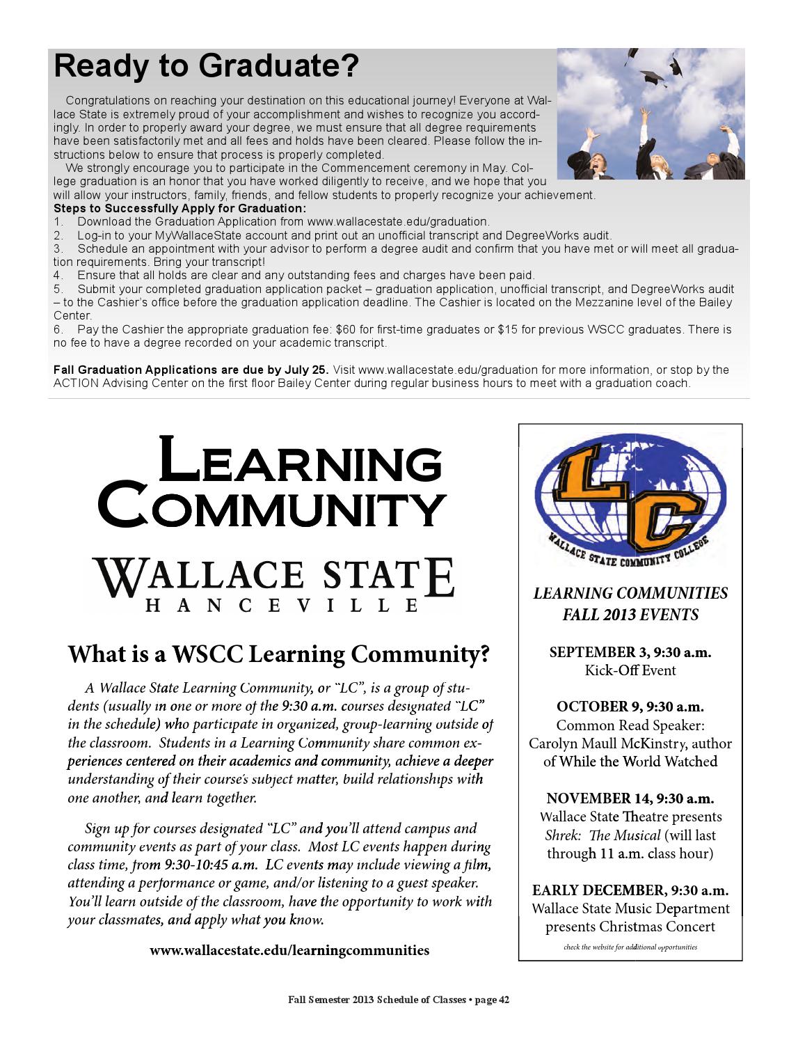 Fall 2013 Semester Schedule by Wallace State Community College Issuu