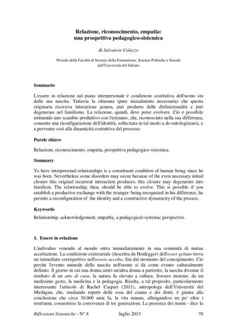 Articolo su empatia e riconoscimento in chiave sistemica by ...