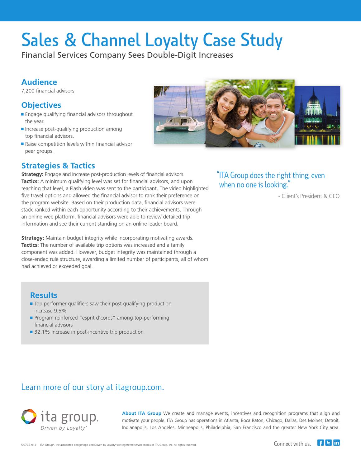 ITA Group Case Study Financial Services Group Travel Incentive 4 1 By 