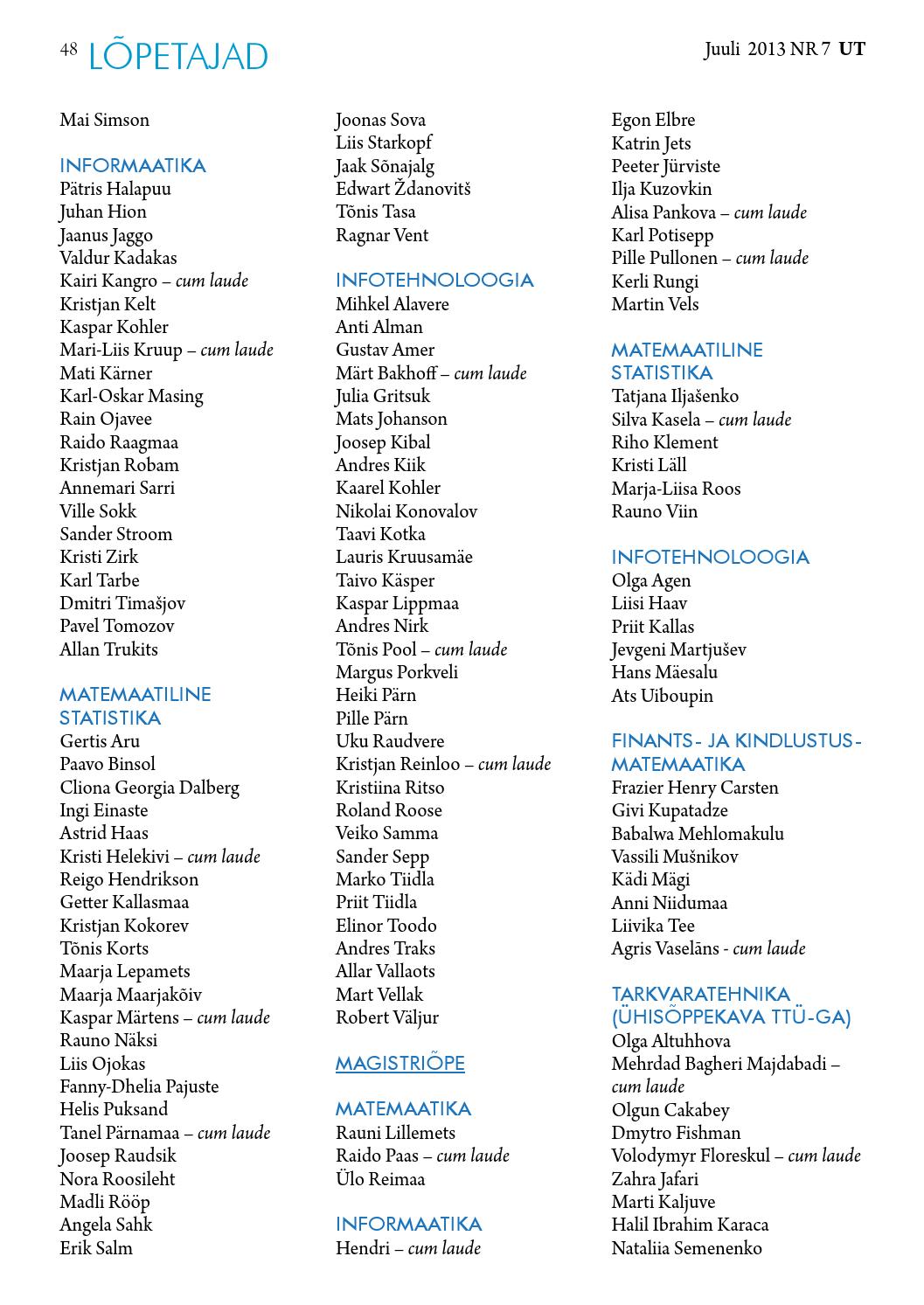 UT juuli 2013, nr 7 by Universitas Tartuensis - Issuu